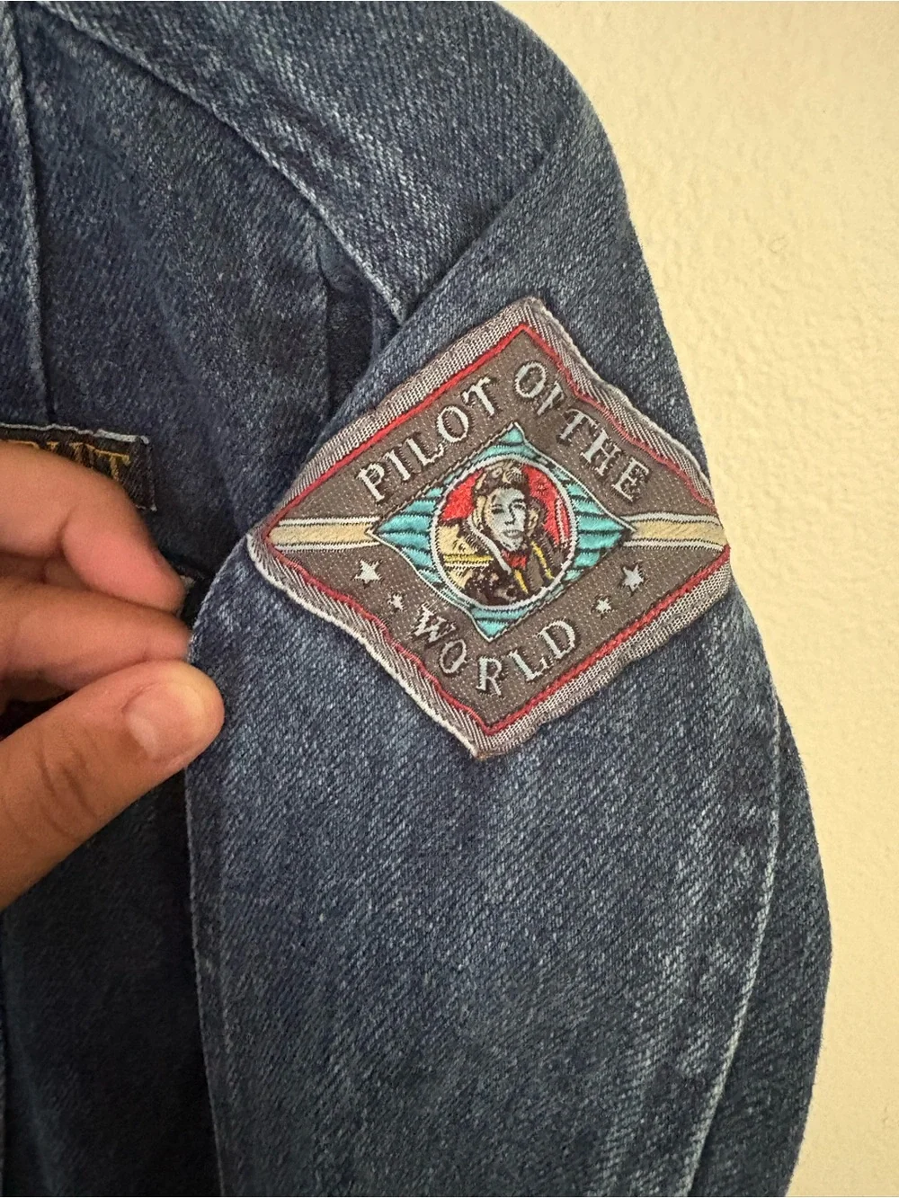 Vintage JetSet Denim Flight Suit Patch Jumpsuit Youth Size 14 80s Retro EUC EA